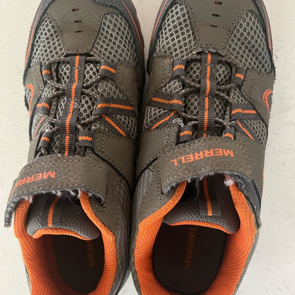 Merrell Gray and Orange Sneakers with Sporty Mesh Design